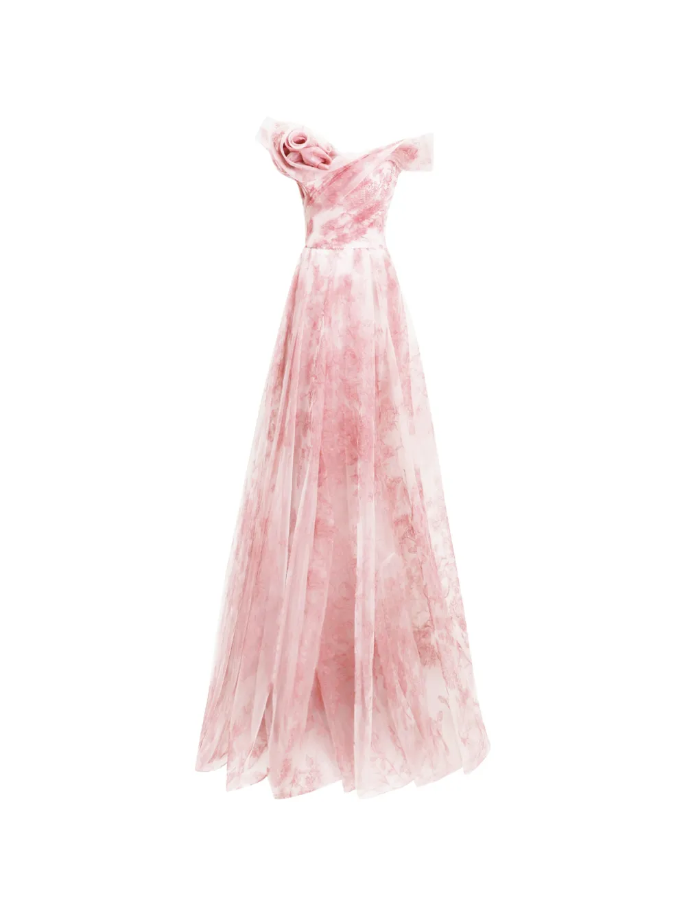 Gemy Maalouf Abito lungo a fiori con spalle scoperte - Rosa