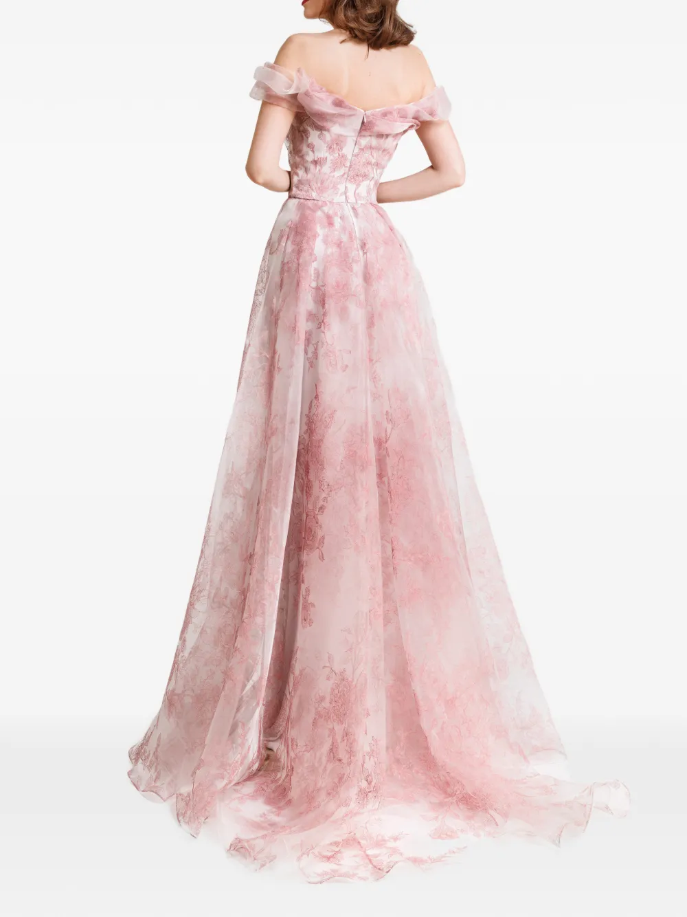 Gemy Maalouf Off-shoulder maxi-jurk met bloemen Roze