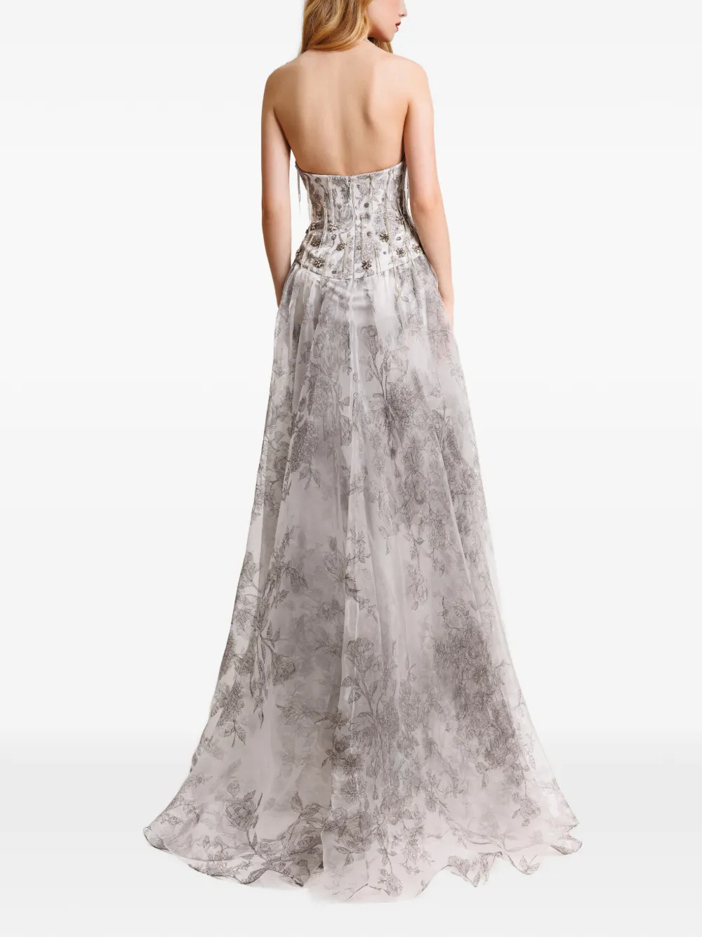 Gemy Maalouf Strapless maxi-jurk met kralen Grijs