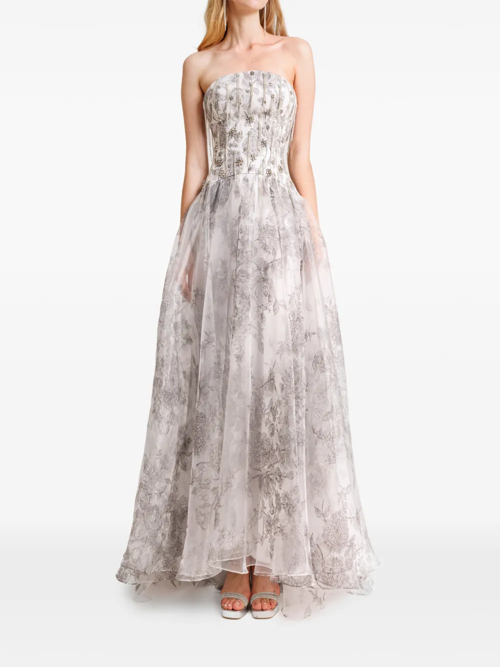 Gemy Maalouf Abito lungo senza spalline - Grigio