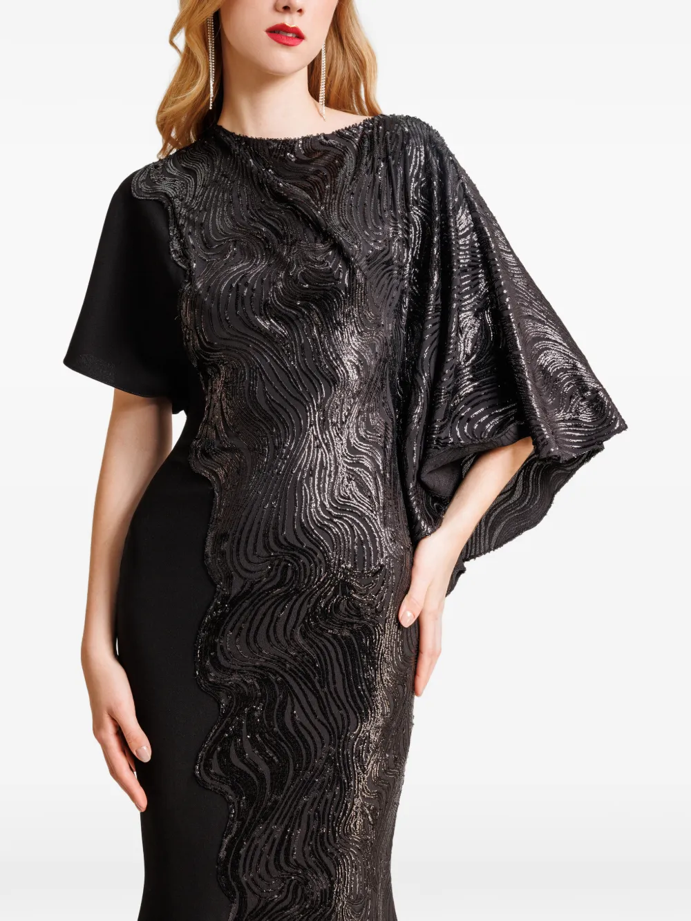 Gemy Maalouf Abito lungo con scollo asimmetrico - Nero