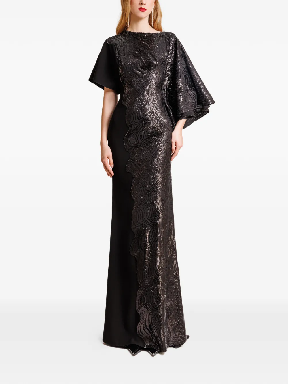 Gemy Maalouf Asymmetrische maxi-jurk met hals Zwart