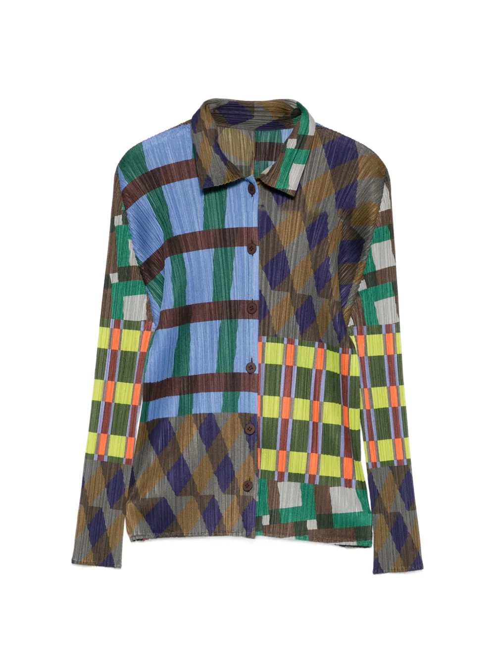 Pleats Please Issey Miyake Harmony printed pleated shirt - Blu