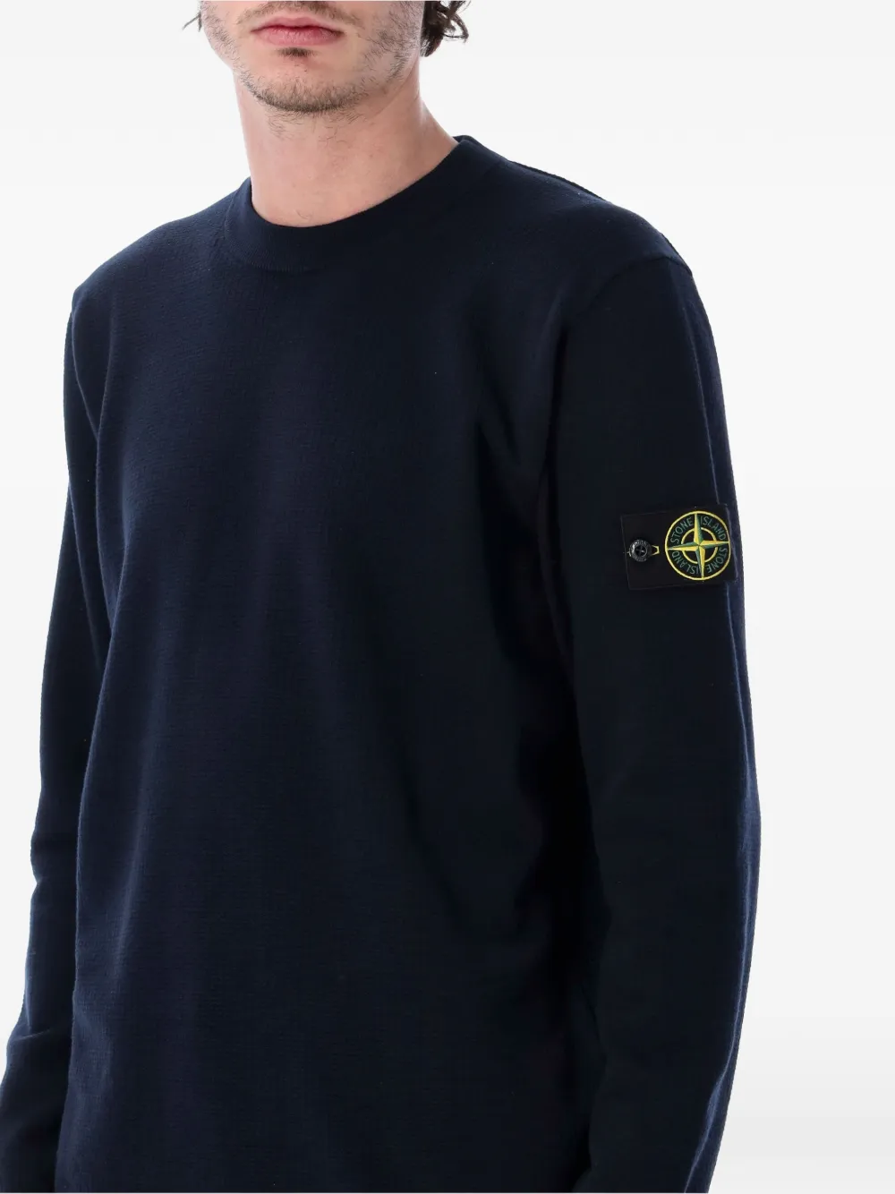 Stone Island Gebreide trui met logopatch Blauw