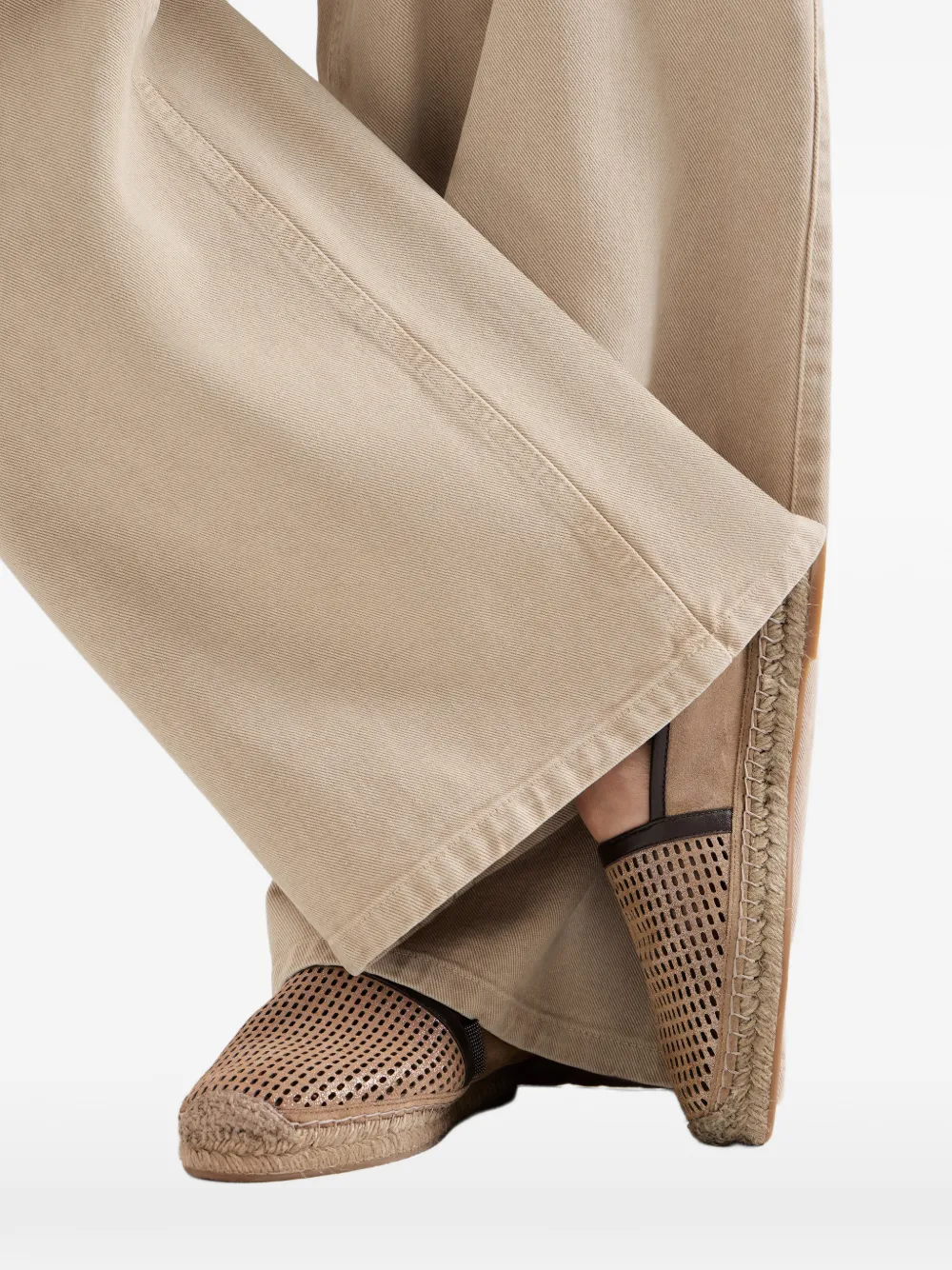 Brunello Cucinelli Leren espadrilles Bruin