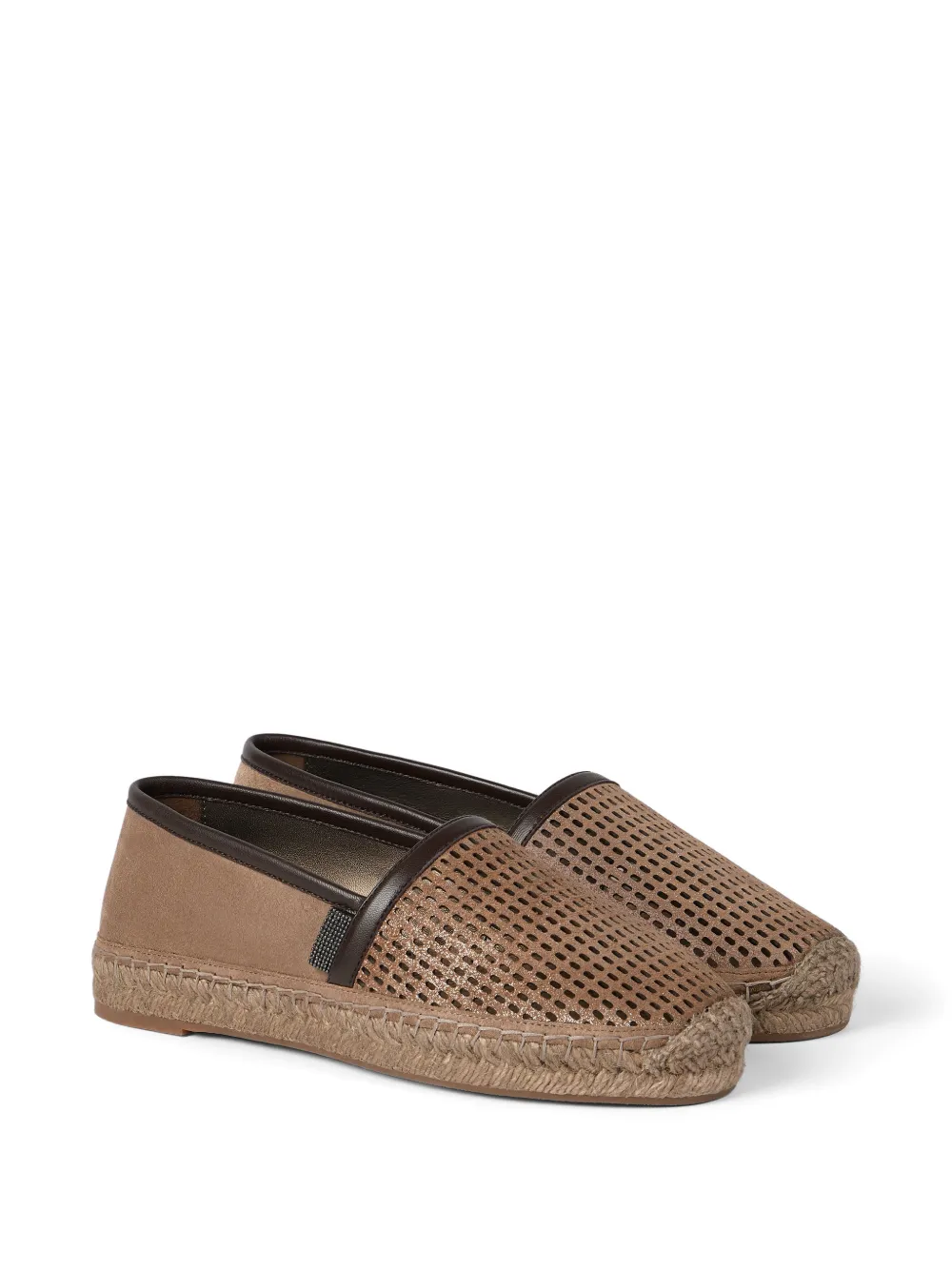 Brunello Cucinelli Leren espadrilles Bruin