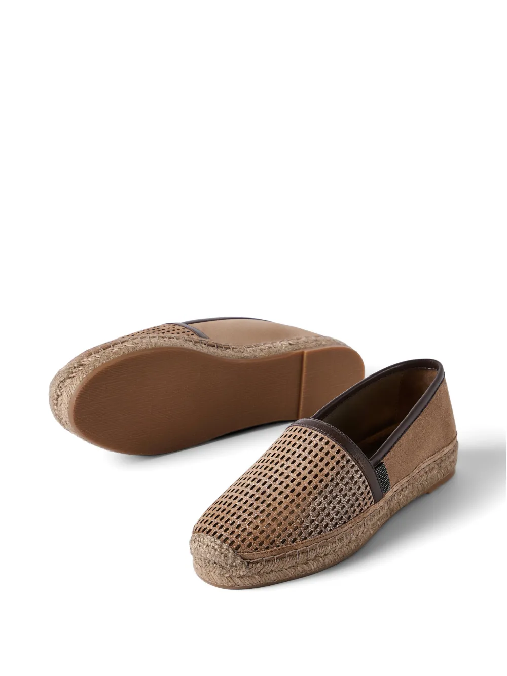 Brunello Cucinelli Leren espadrilles Bruin