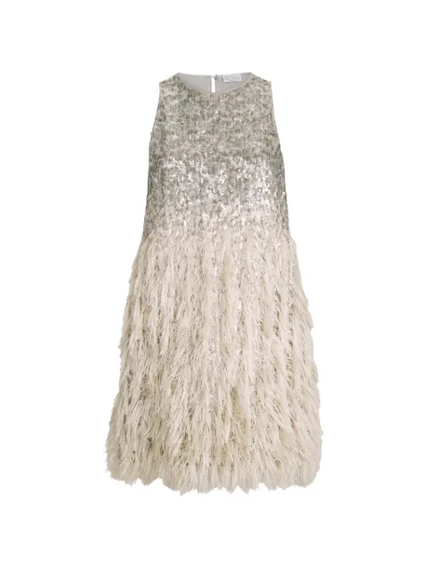 Brunello Cucinelli dazzling dégradé mini dress in cotton and silk fil coupé