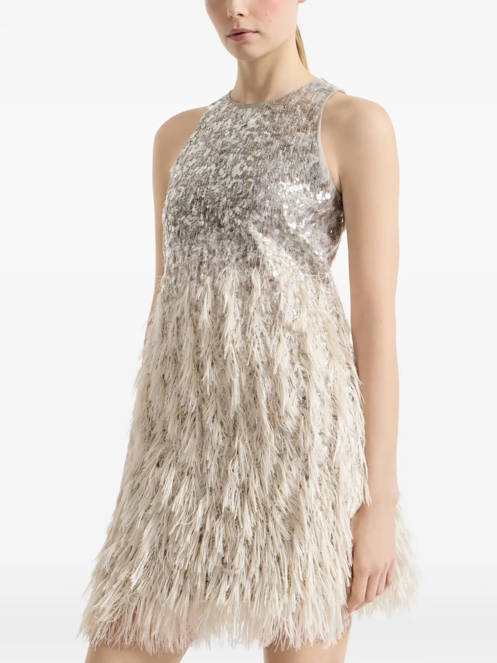 Brunello Cucinelli Dazzling Dégradé mini-jurk van katoen en zijde fil coupé Grijs
