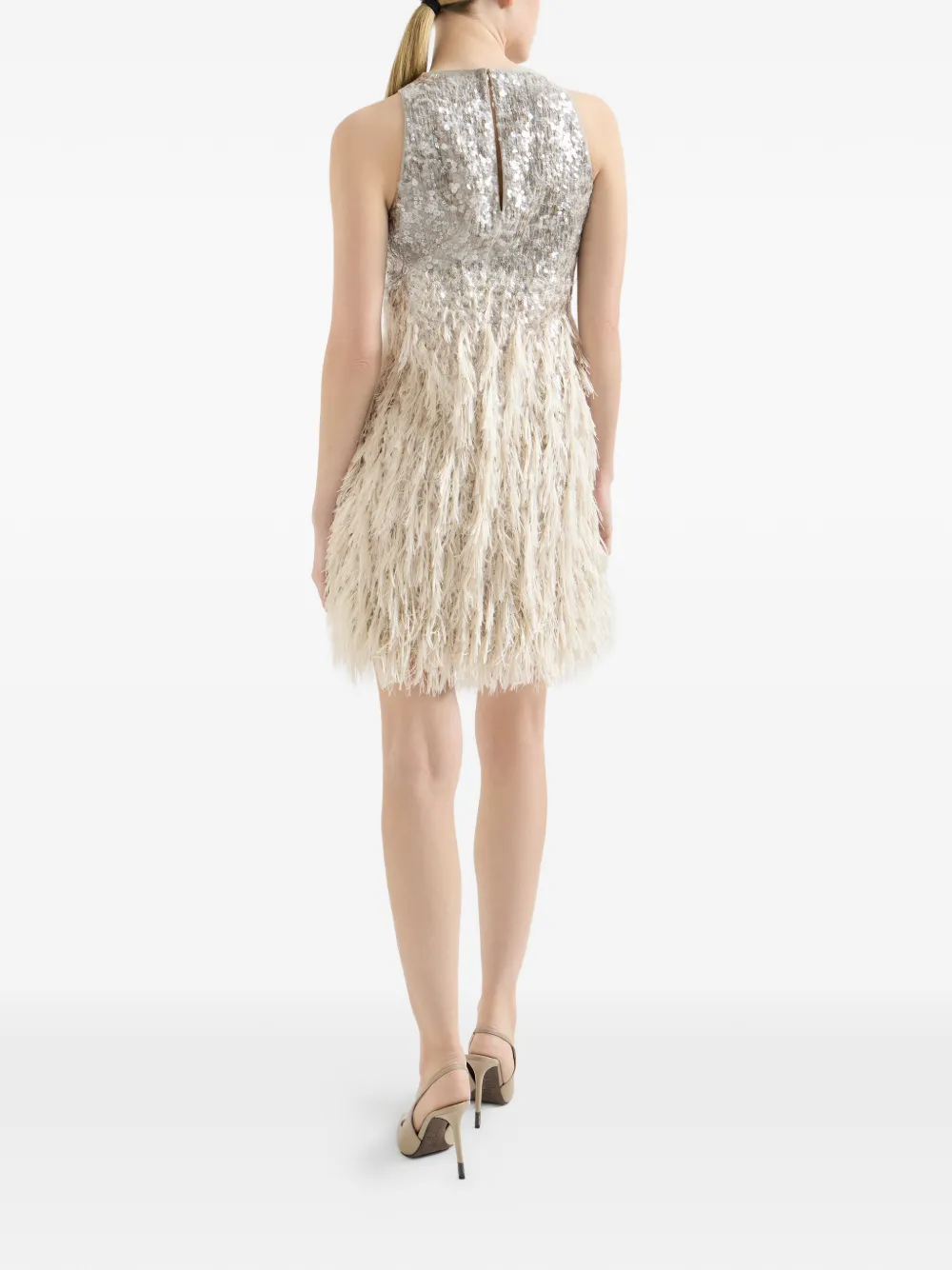 Brunello Cucinelli Dazzling Dégradé mini-jurk van katoen en zijde fil coupé Grijs