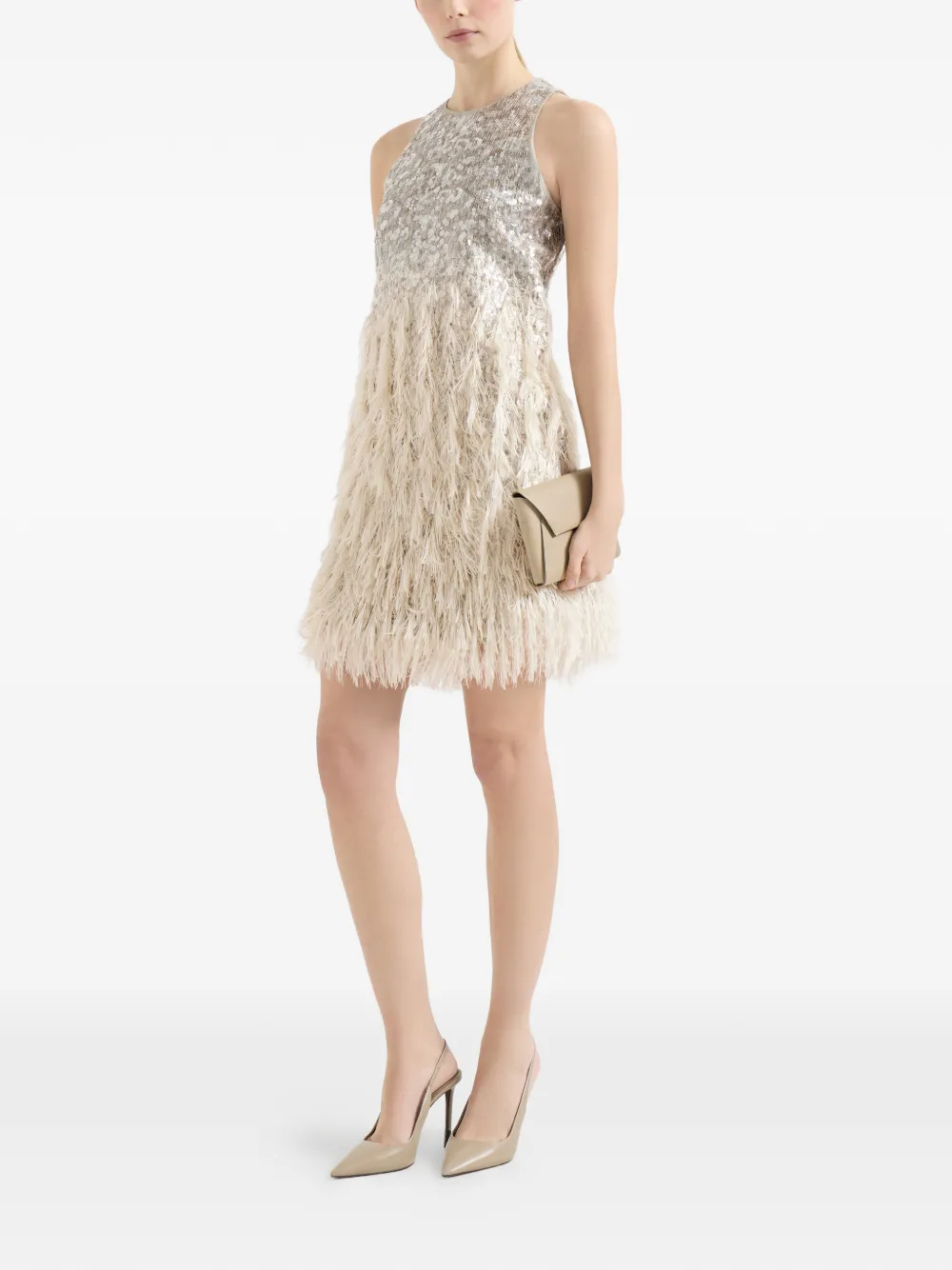 Brunello Cucinelli Dazzling Dégradé mini-jurk van katoen en zijde fil coupé Grijs