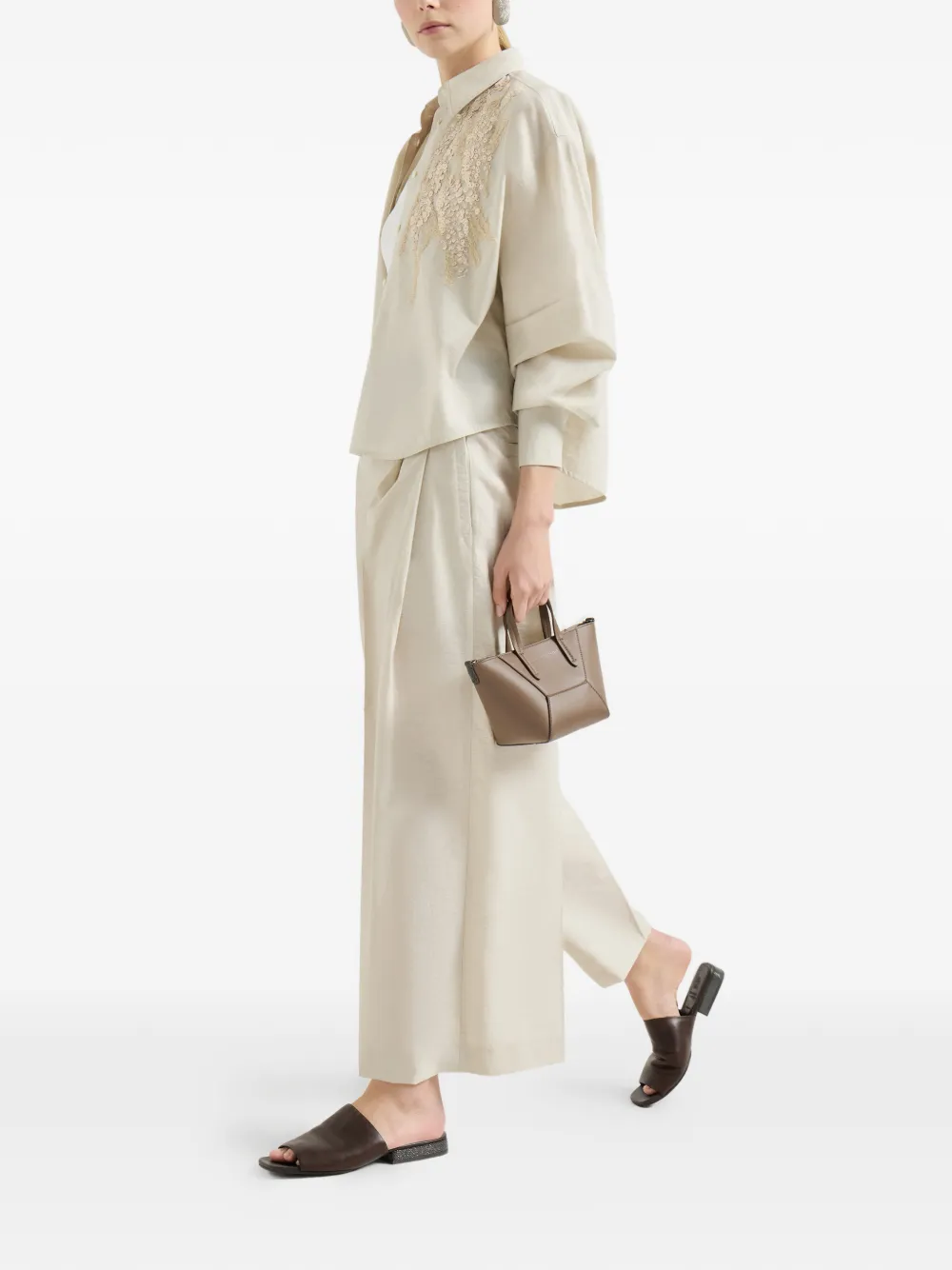Techno Cotton Poplin Shirt With Dazzling Seabed Embroidery
