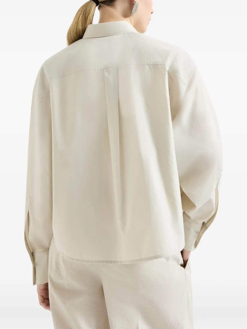 Techno Cotton Poplin Shirt With Dazzling Seabed Embroidery