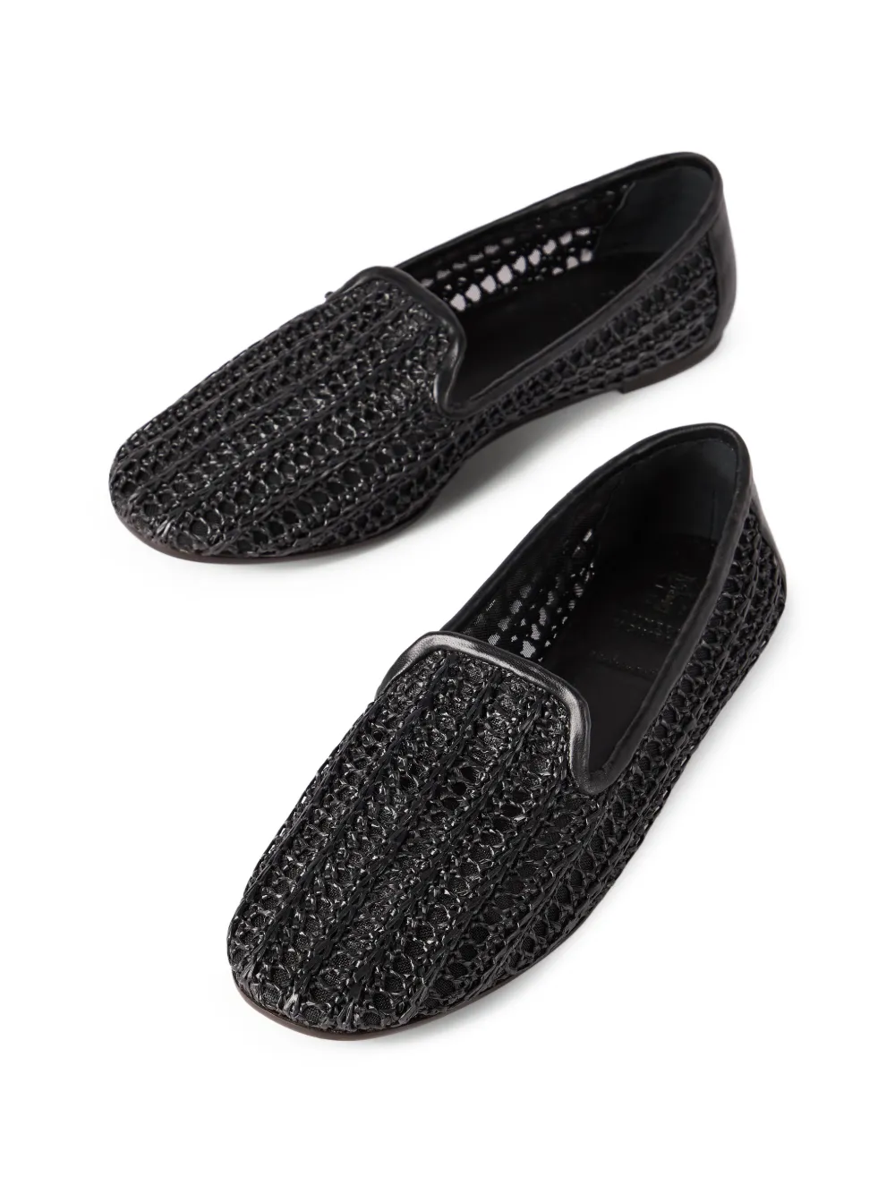 Brunello Cucinelli Techno raffia en kalfsleren ballerina's Zwart