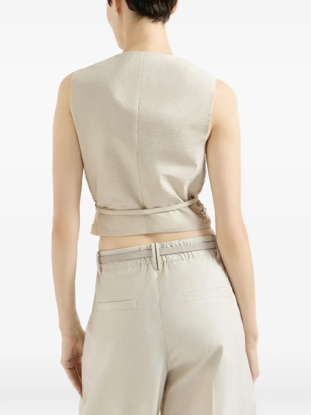 Brunello Cucinelli Techno katoenen popeline rok met borduurwerk Beige