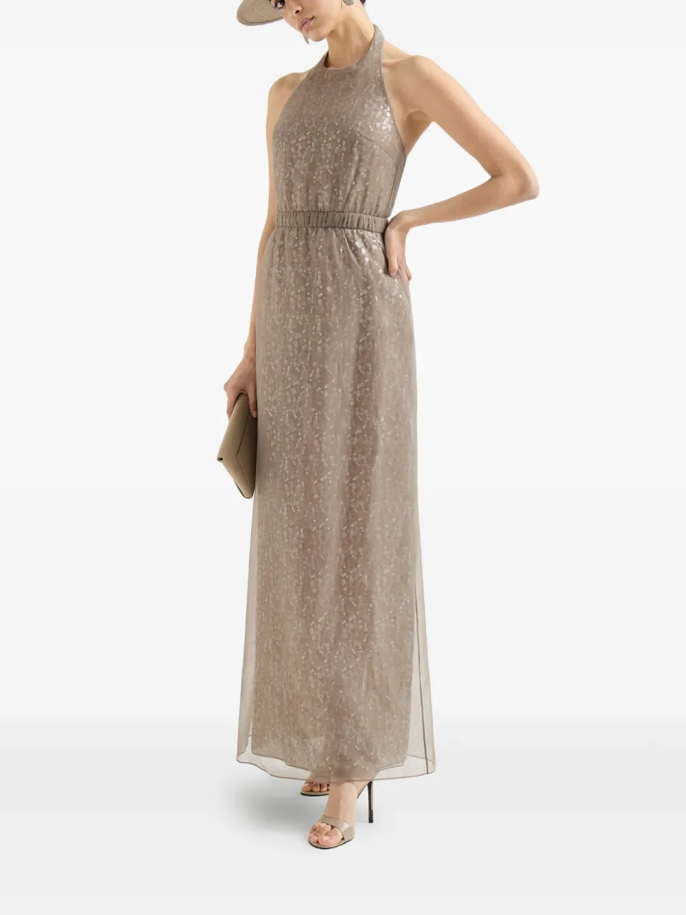 Brunello Cucinelli Maxi-jurk met halternek Beige