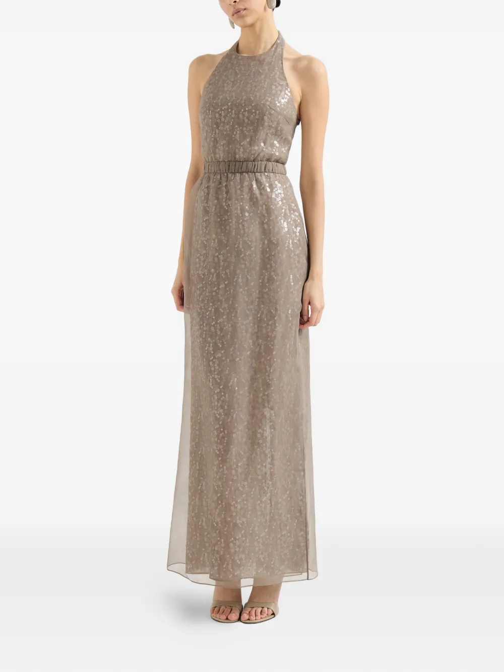 Brunello Cucinelli Maxi-jurk met halternek Beige