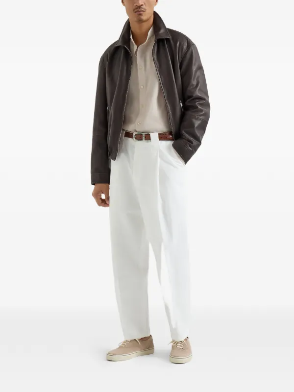 Brunello Cucinelli レザージャケット | ブラウン | FARFETCH JP
