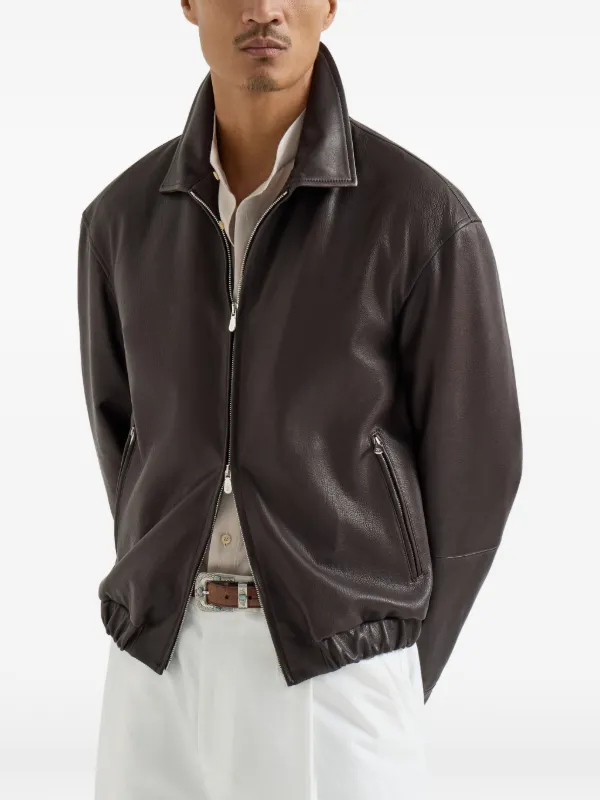 Brunello Cucinelli レザージャケット | ブラウン | FARFETCH JP