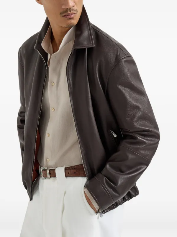 BRUNELLO CUCINELLI ブラウンレザージャケット Brunello Cucinelli レザージャケット | ブラウン | FARFETCH JP