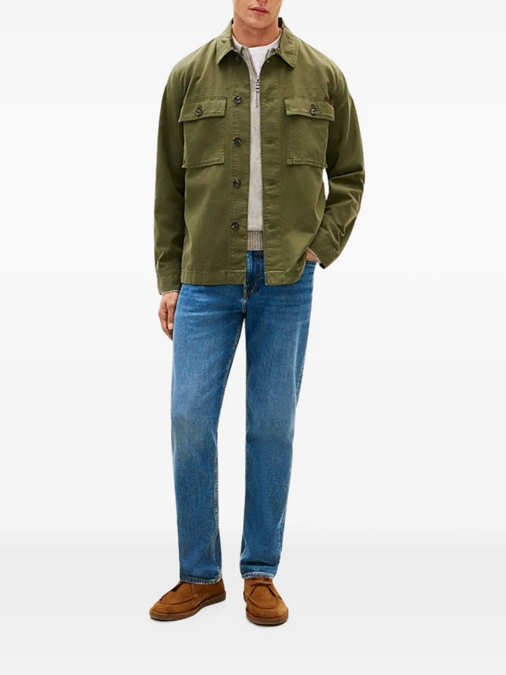Tommy Hilfiger Shirtjack met lange mouwen en knopen Groen