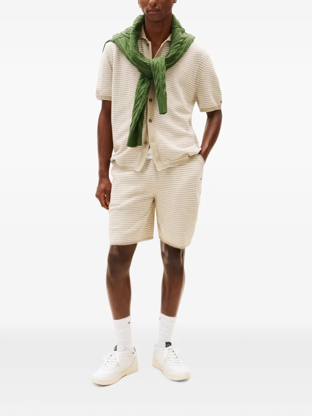 Tommy Hilfiger knitted horizontal-stripe shorts Beige