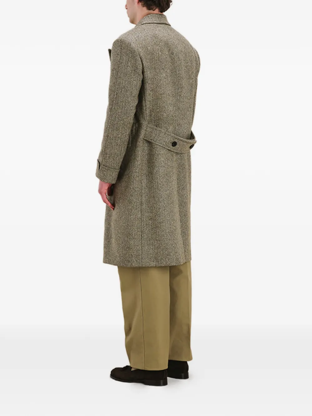  Fortela Bogart Herringbone Double-breasted Coat - Green 