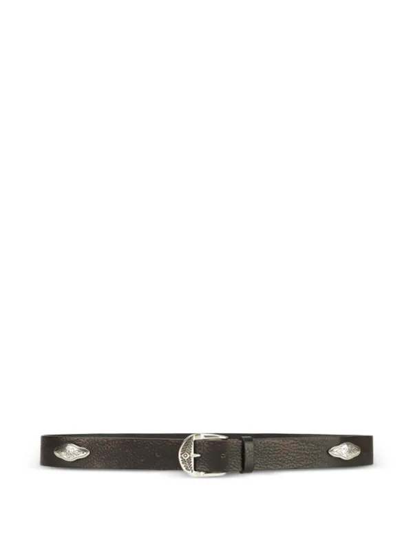 Fortela Culien Embellished Leather Belt in Brown