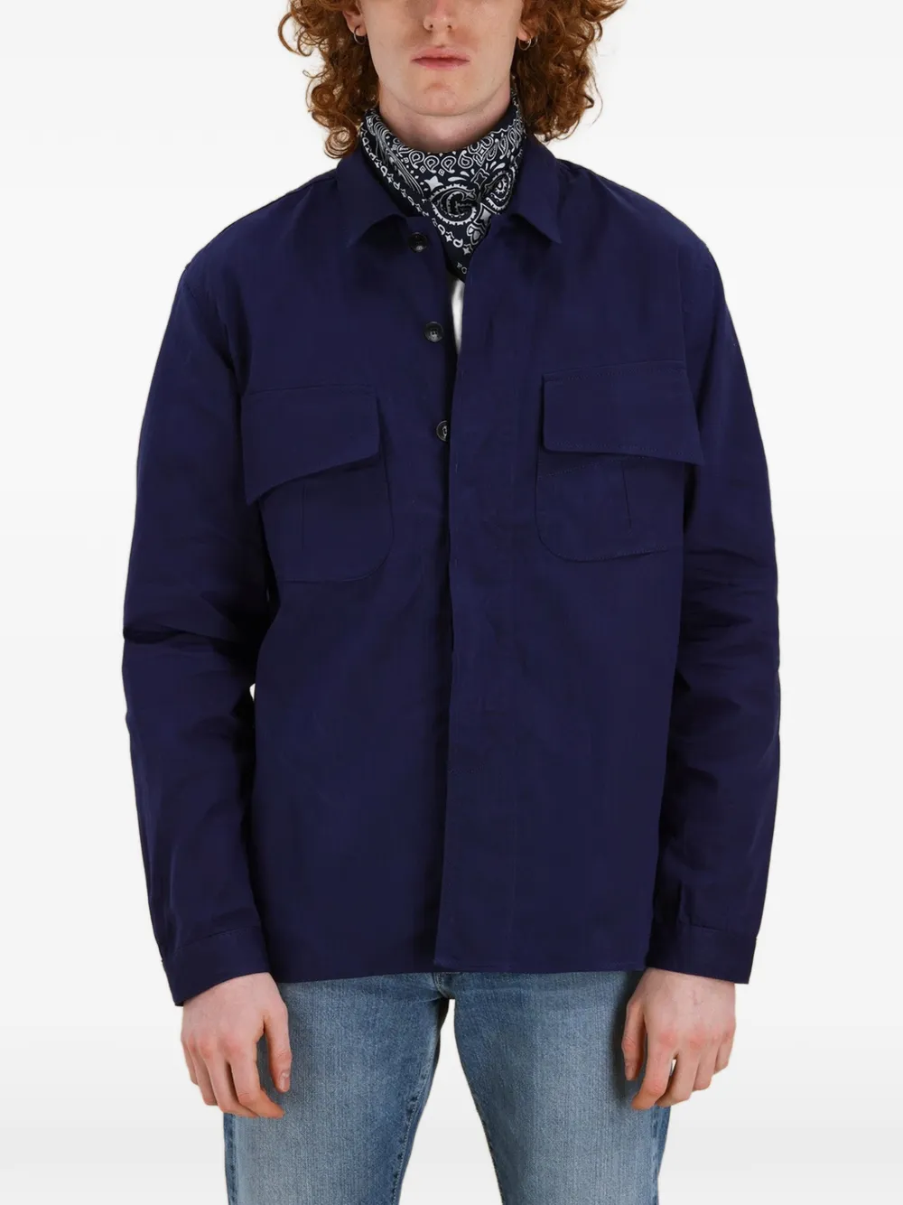 Fortela Mark Patch-pocket Shirt in Blue, view 4