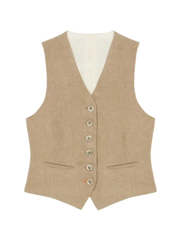 Fortela Demi Button Welt-pocket Waistcoat in Neutrals