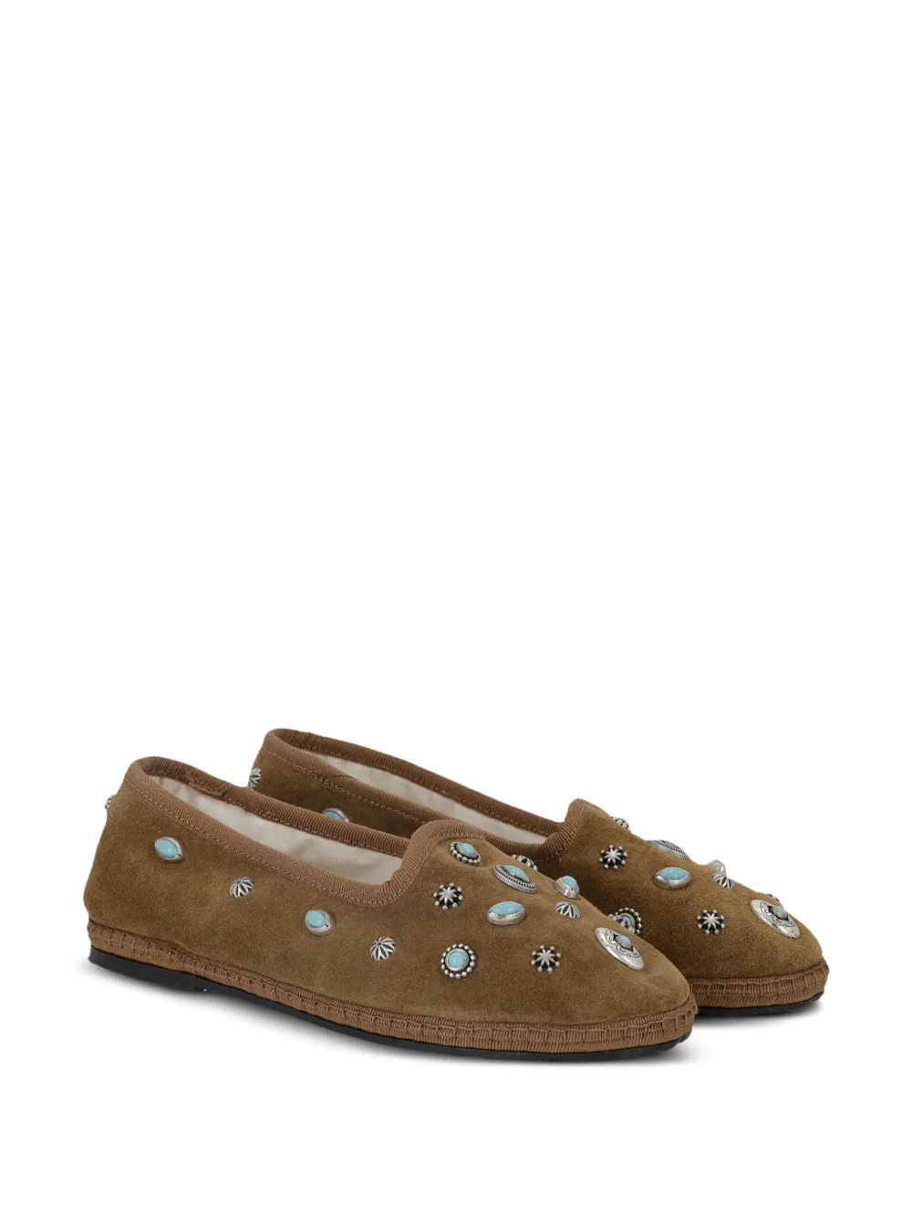  Fortela Frutate Stud Suede Ballet Flats - Brown 