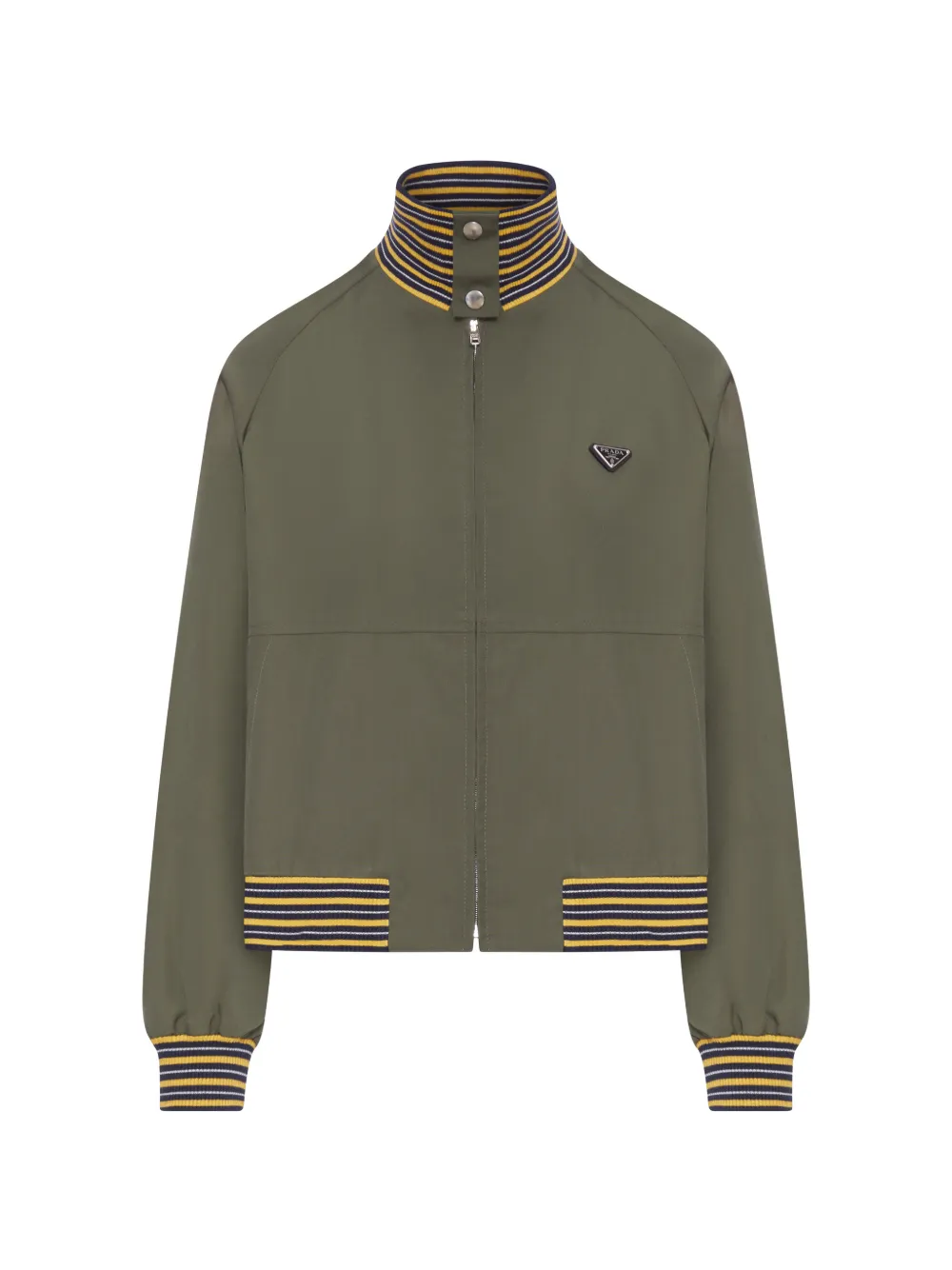 Prada triangular-logo striped-detail bomber jacket - Verde