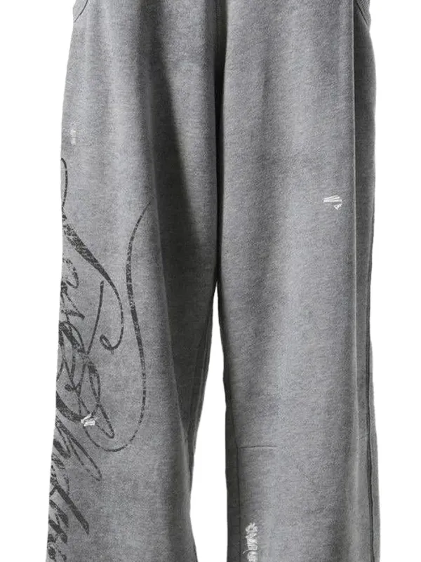 LOSTSHDWS distressed-script Track Pants | Grey | FARFETCH