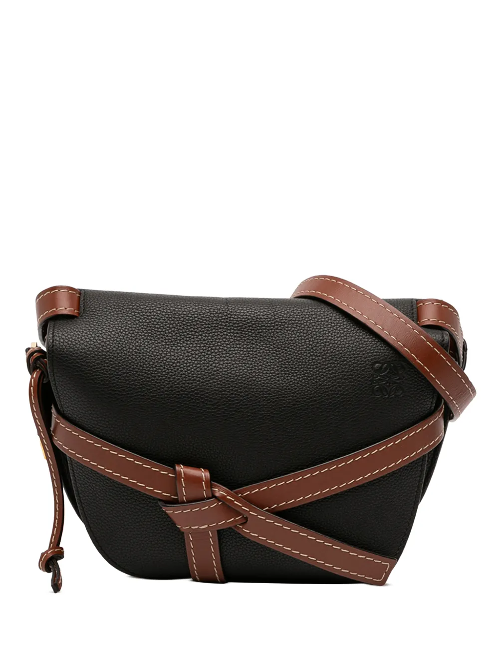 Loewe Pre-Owned 2019 Small Bicolor Grained Calfskin Gate crossbody bag - Nero