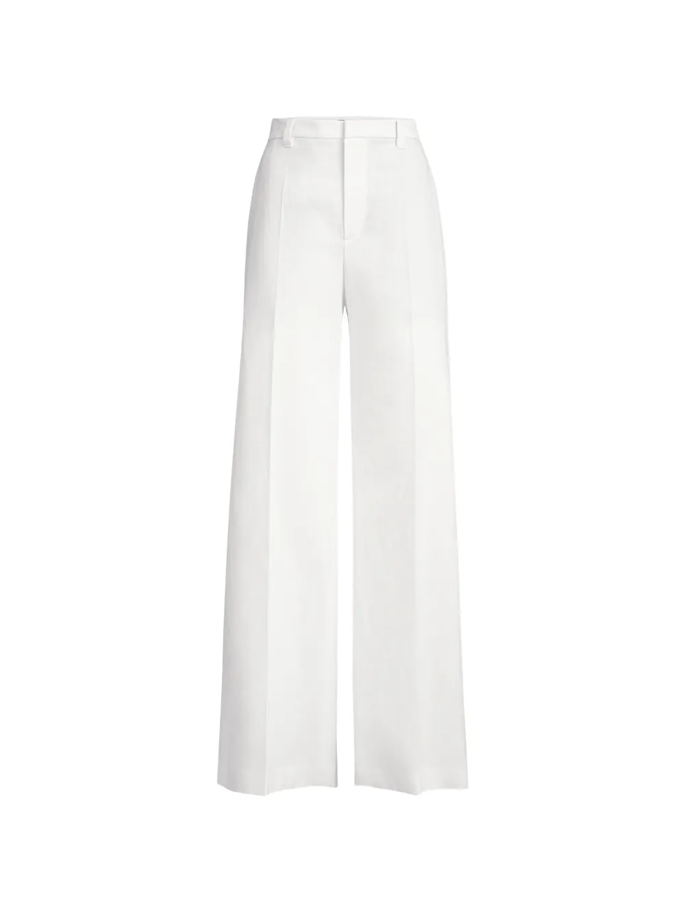 Brunello Cucinelli cotton and paper yarn diagonal loose flared trousers with monili - Bianco