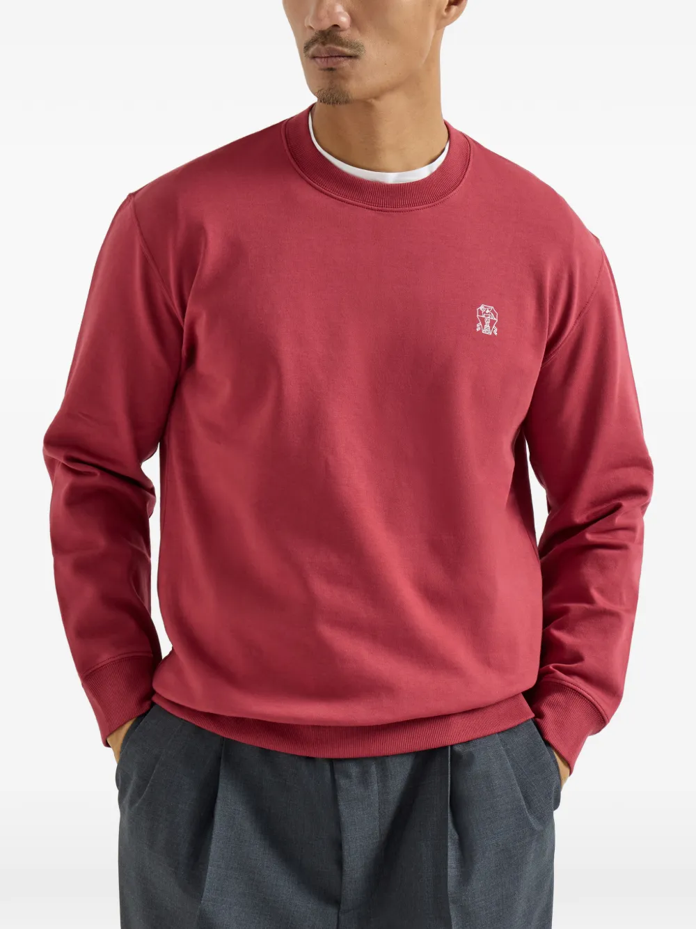  Brunello Cucinelli Logo-print Sweatshirt - Red 