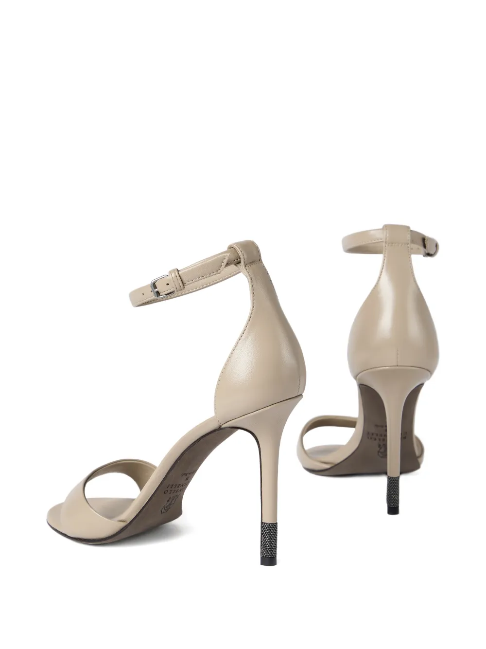 Brunello Cucinelli Nappa leren hakken met Monili-verfraaiing Beige