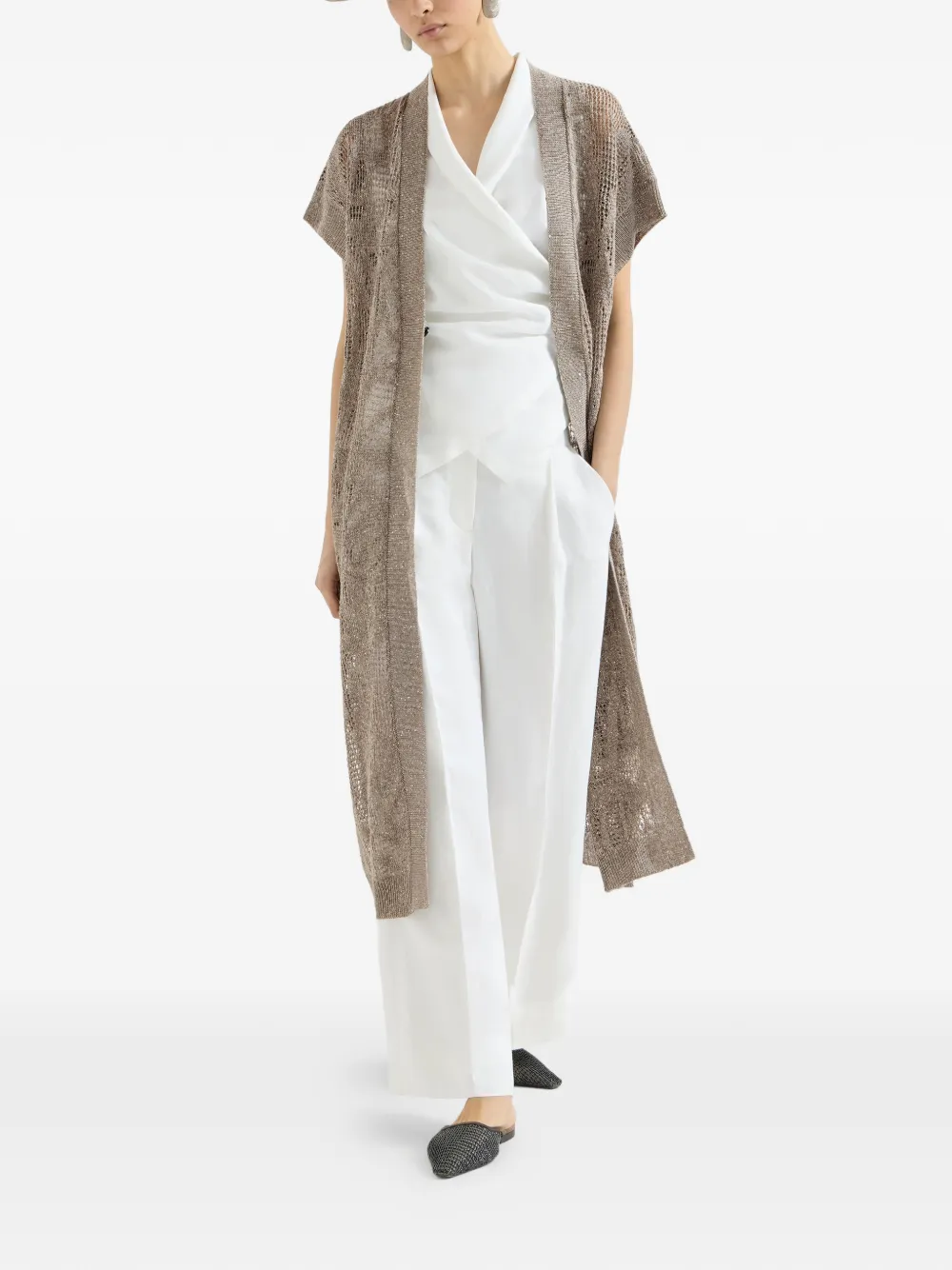  Brunello Cucinelli Dazzling Water Lillies Cardigan - Neutrals 