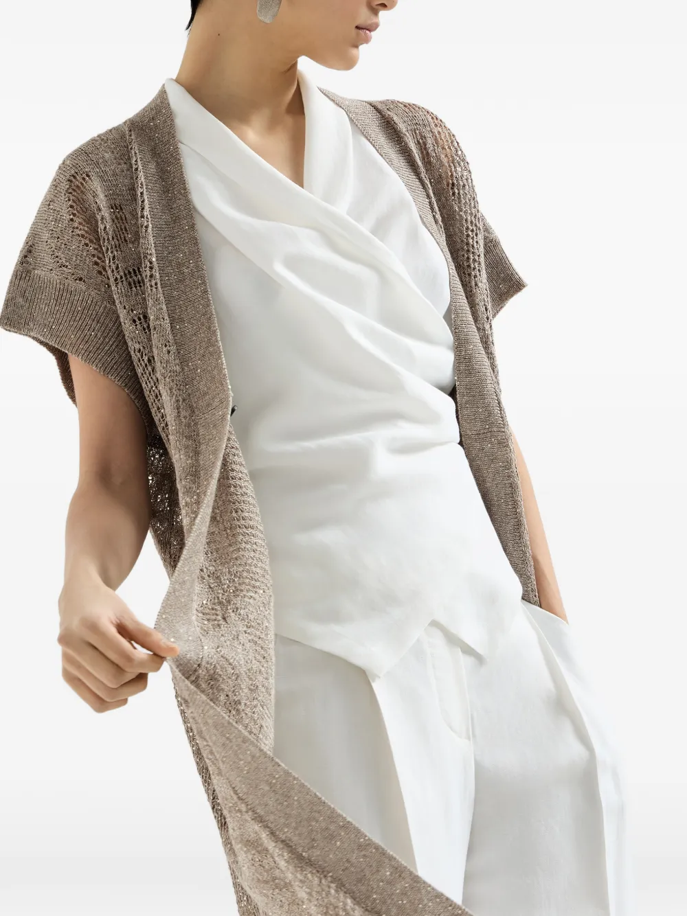 Brunello Cucinelli Dazzling Water Lillies vest Beige