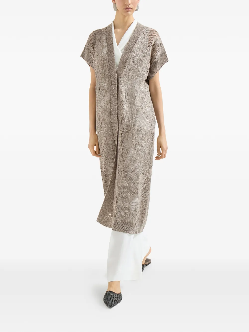  Brunello Cucinelli Dazzling Water Lillies Cardigan - Neutrals 