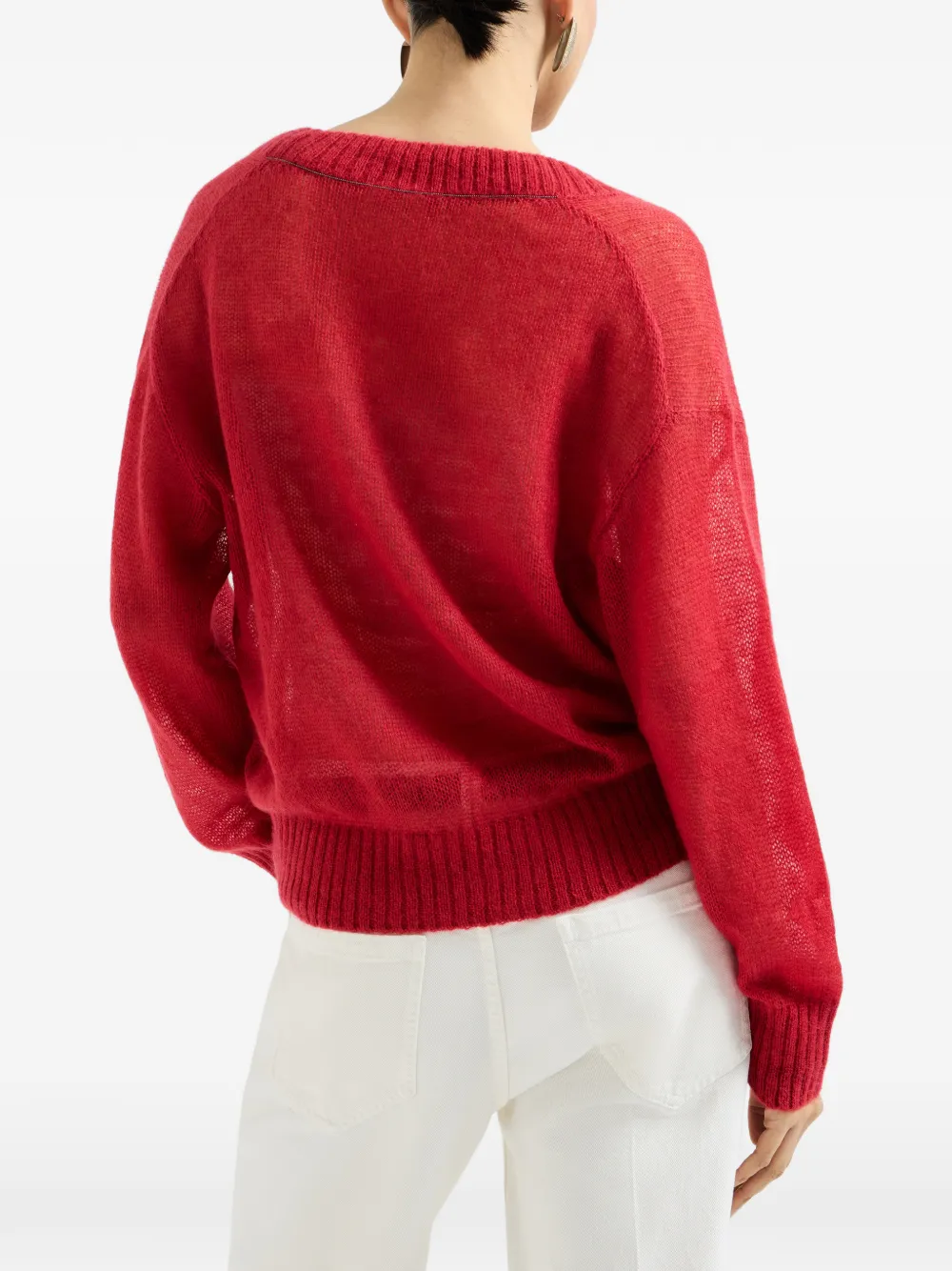 Brunello Cucinelli Trui met V-hals Rood