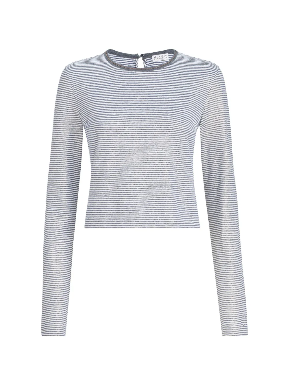 Brunello Cucinelli Top lamé a righe - Blu