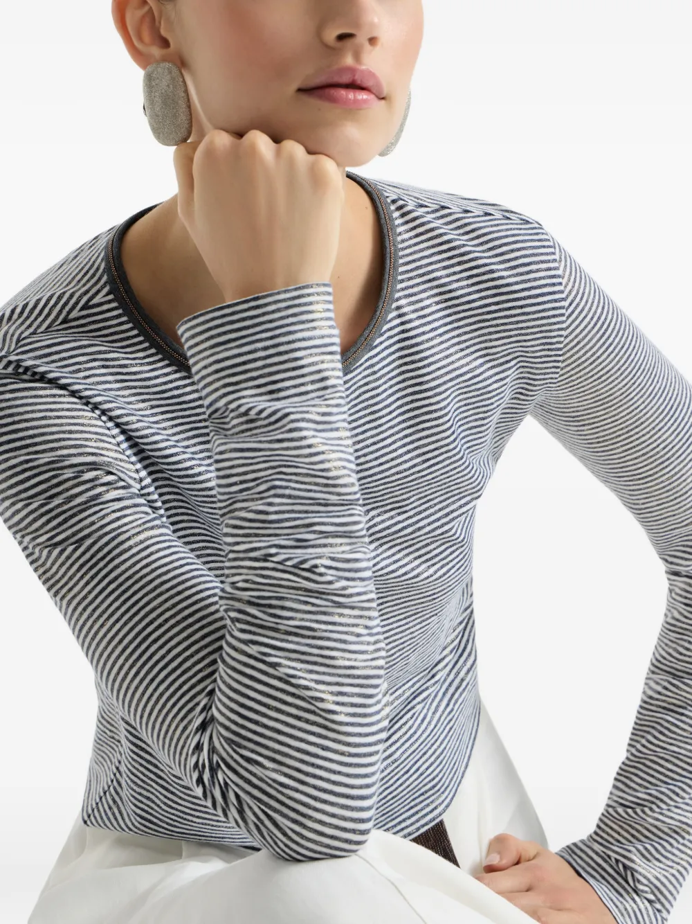 Brunello Cucinelli Gestreepte top Blauw