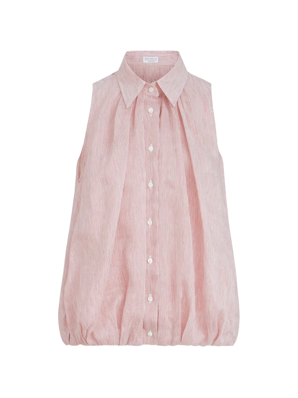 Brunello Cucinelli Camicia smanicata a righe - Rosso