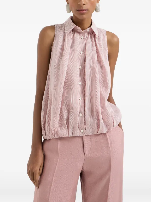 Brunello Cucinelli ストライプ ノースリーブシャツ | レッド 