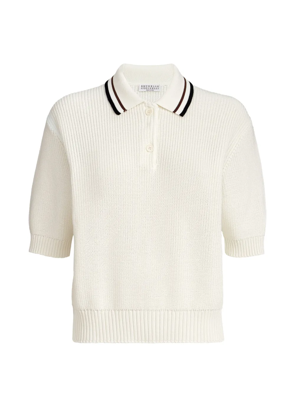 Brunello Cucinelli cotton English rib knit polo shirt - Toni neutri