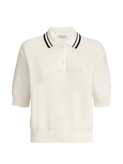 Brunello Cucinelli cotton English rib knit polo shirt