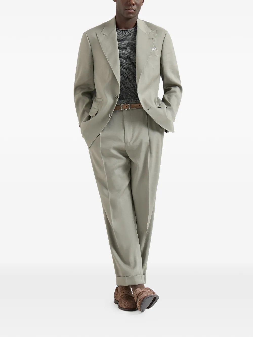 Brunello Cucinelli Gevlochten penny loafers Bruin