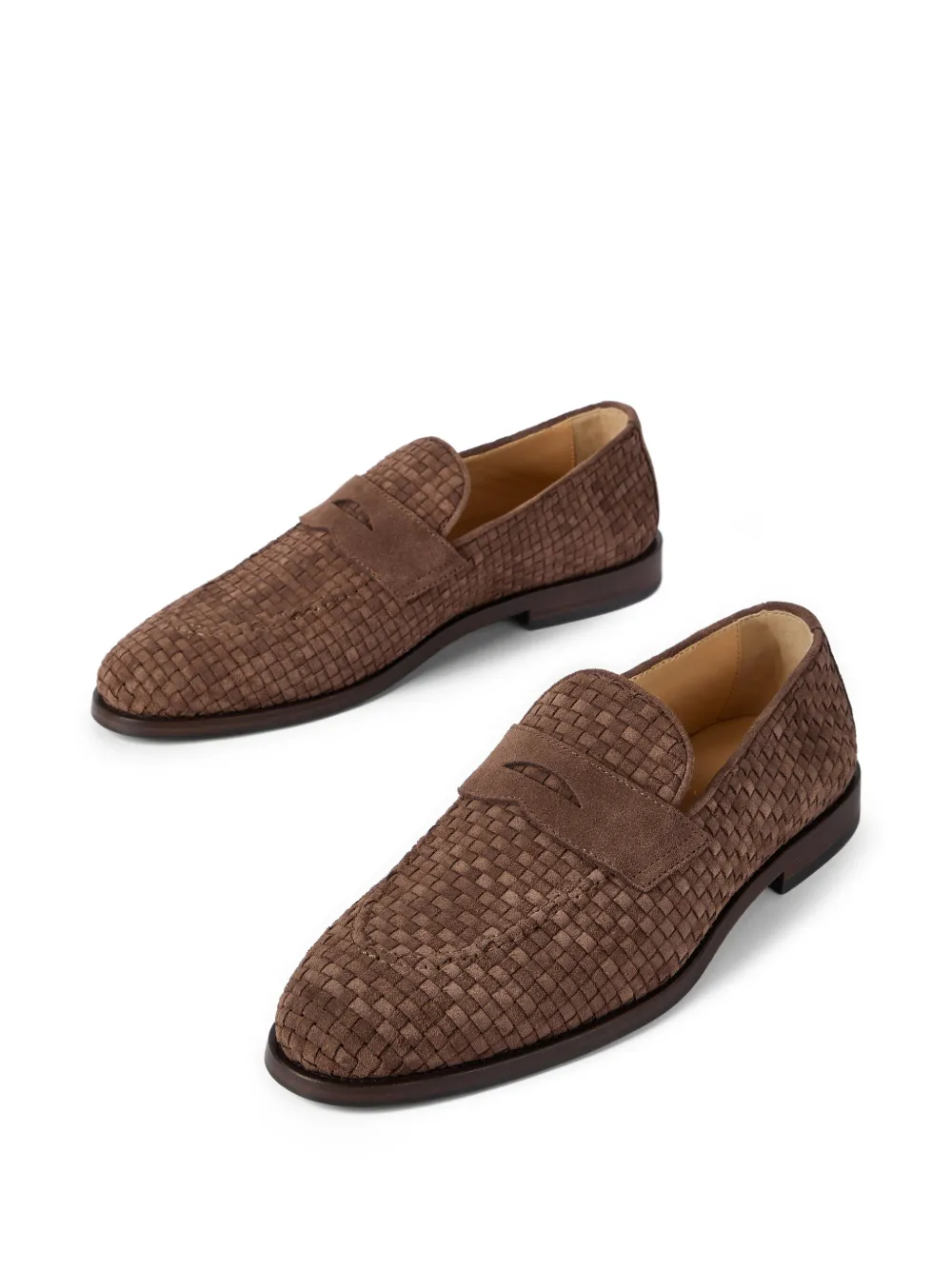 Brunello Cucinelli Gevlochten penny loafers Bruin