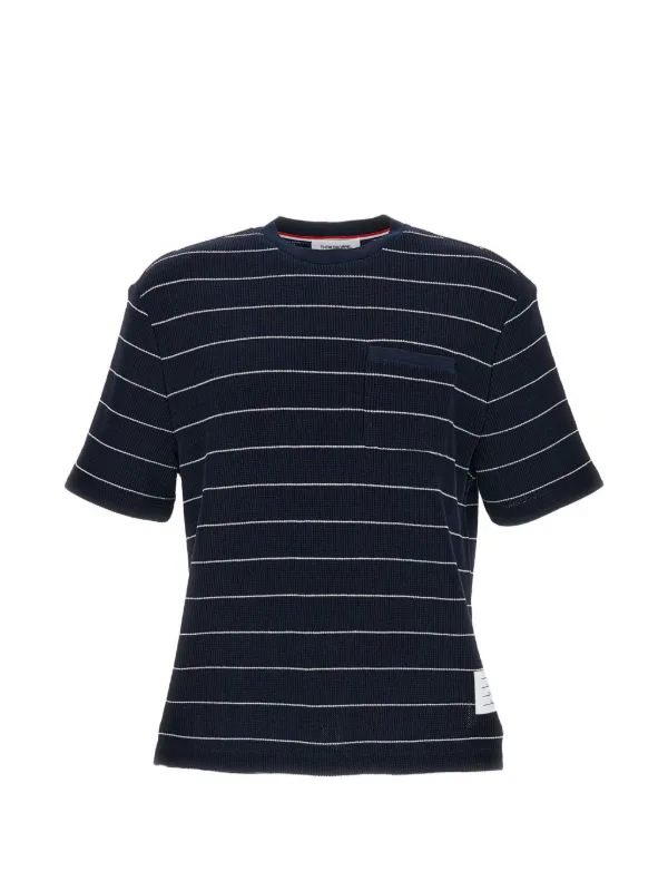 Thom Browne Striped-pattern Pocket T-shirt in Blue